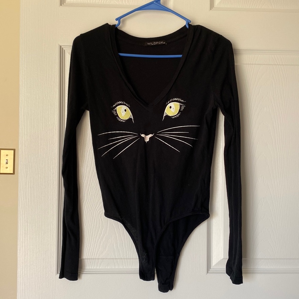 2/$20 Wildfox Cat Face Long Sleeve Bodysuit
